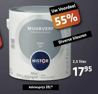 De voordeelmarkt Histor Muurverf Diverse Kleuren Adviesprijs 2,5 Liter aanbieding