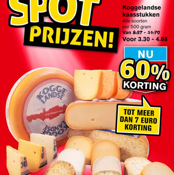 Hoogvliet Koggelandse kaasstukken Alle soorten 500g aanbieding