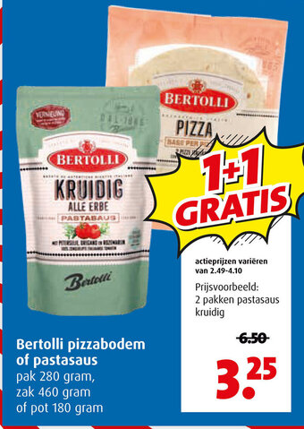 Boni Bertolli pizzabodem of pastasaus pak 280 gram, zak 460 gram of pot 180 gram aanbieding