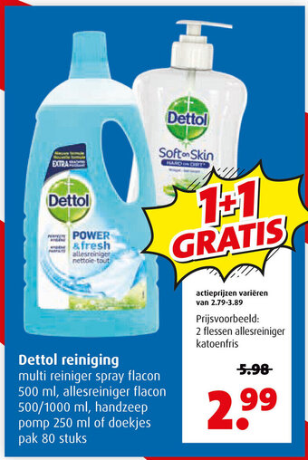 Boni Dettol reiniging 500/1000mL aanbieding