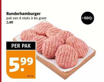 Poiesz Runderhamburger pak van 8 stuks à 80 gram aanbieding