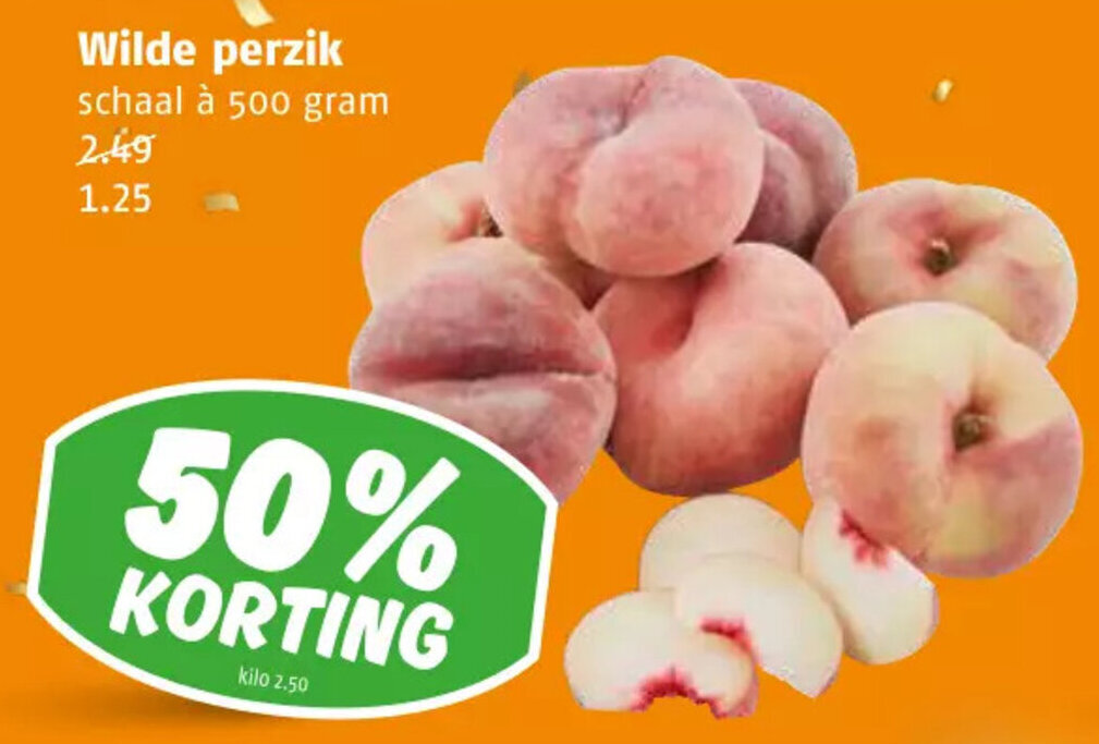 Wilde perzik schaal à 500 gram aanbieding bij Poiesz