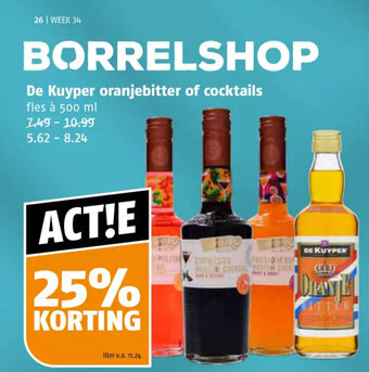 Poiesz De Kuyper oranjebitter of cocktails fles a 500ml aanbieding