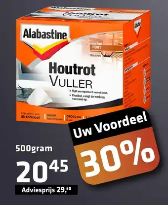 De voordeelmarkt Alabastine Houtrot Vuller Adviesprijs 500 gram aanbieding