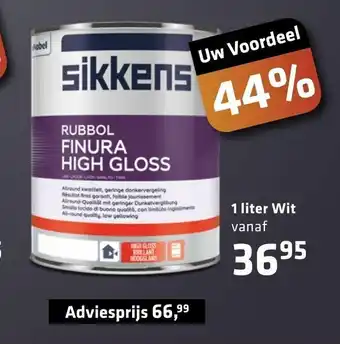 De voordeelmarkt Sikkens Rubbol Finura High Gloss Adviesprijs 1 Liter Wit aanbieding