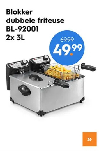 Blokker Blokker dubbele friteuse bl-92001 2x 3l aanbieding