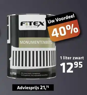 De voordeelmarkt Fitex Monumentenbeits 1 Liter Zwart aanbieding