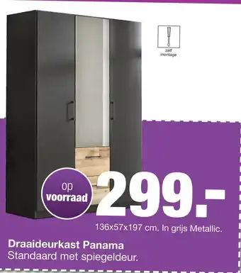 Budget Home Store Draaideurkast Panama 136x57x197 cm aanbieding