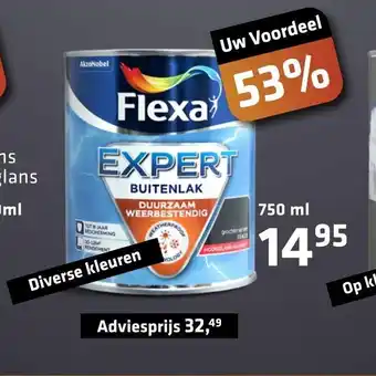 De voordeelmarkt Flexa Expert Buitenlak Diverse Kleuren Adviesprijs 750 ml aanbieding