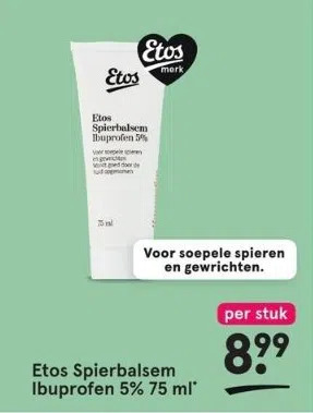 Etos Etos spierbalsem ibuprofen 5% 75 ml aanbieding