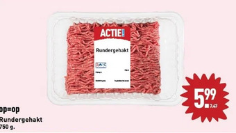 ALDI Op=op rundergehakt 750 g. aanbieding