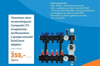 Warmteservice Therminon Vloerverwarmingsunit Composiet LTV Inregelventielen-Flowmeters 1-Groeps Exclusief EuroConus Adapters aanbieding