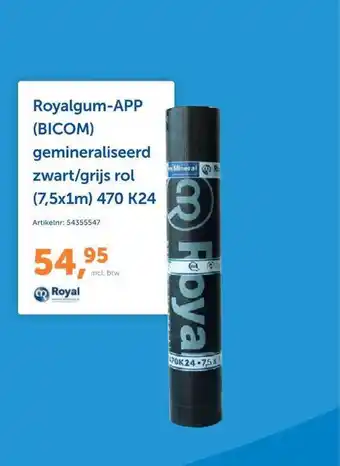 Warmteservice Royalgum-App (Bicom) Gemineraliseerd Zwart-Grijs Rol (7.5x1m) 470 K24 aanbieding