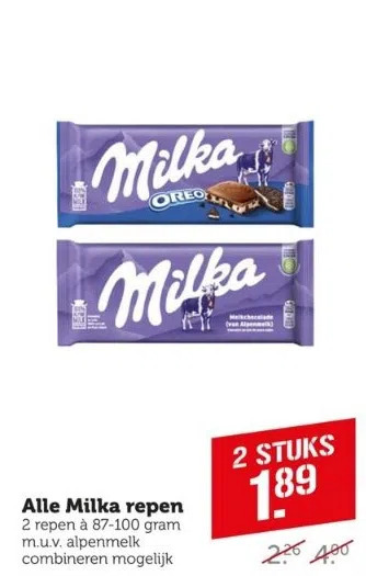 Coop Alle milka repen aanbieding