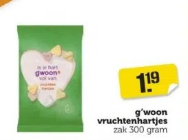 Coop G'woon vruchtenhartjes aanbieding