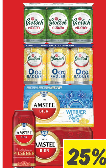 Dekamarkt Grolsch en amstel 0.0 of pilsener, radler aanbieding