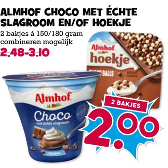 Boon`s Markt Almhof choco met échte slagroom en/of hoekje aanbieding