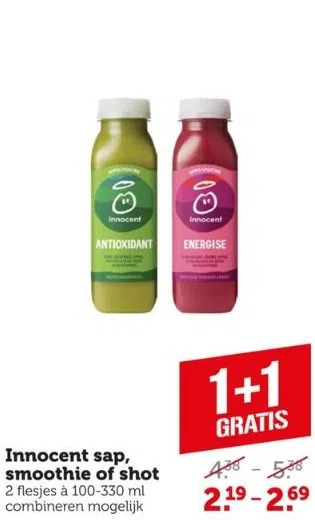 Coop Innocent sap, smoothie of shot aanbieding