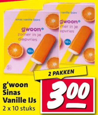 Nettorama g'woon Sinas Vanille IJs 2 x 10 stuks aanbieding