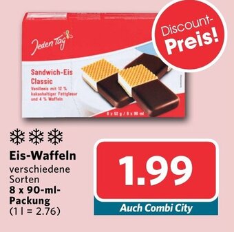 Combi Markt Eis-Waffeln verschiedene Sorten 8 x 90-ml-Packung aanbieding