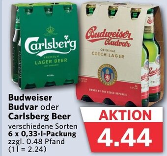 Combi Markt Budweiser Budvar oder Carlsberg Beer verschiedene Sorten 6 x 0,33L aanbieding