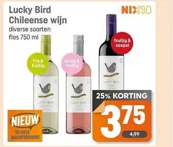 Dagwinkel Lucky Bird Chileense Wijn aanbieding