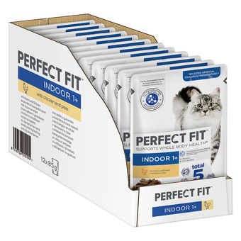 Zooplus 12x85g indoor 1+ kip & erwten perfect fit kattenvoer aanbieding