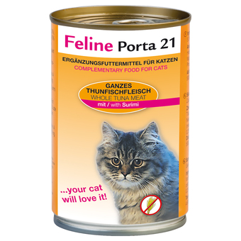 Zooplus 6x400g feline tonijn met surimi (graanvrij) porta 21 kattenvoer aanbieding