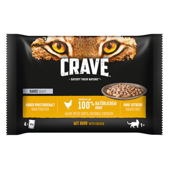 Zooplus 6 + 2 gratis! 8 x 85 g crave maaltijdzakjes multipack kattenvoer - saus met kip (8 x 85 g) aanbieding