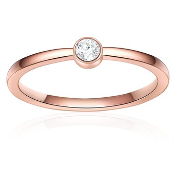 Douglas Eastside edelstalen ring edelstaal zirkonia in roségoud aanbieding