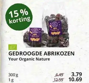 Natuurwinkel Gedroogde Abrikozen 15% Korting aanbieding