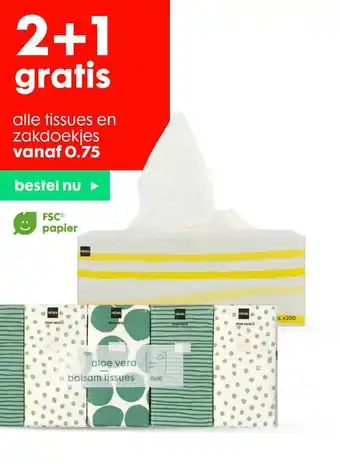 HEMA Alle Tissues En Zakdoekjes 2+1 Gratis aanbieding