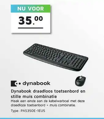 Informatique Dynabook Draadloos Toetsenbord En Stille Muis Combinatie aanbieding