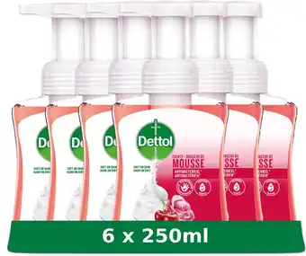 Bol.com Dettol - handzeep - zachte mousse - antibacterieel - roos & kersenbloesem - 6 x 250 ml aanbieding