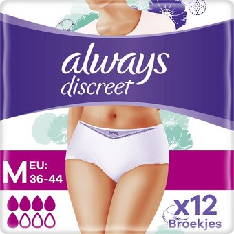 Bol.com Always discreet incontinentiebroekjes voor urineverlies - maat m - 12 stuks aanbieding