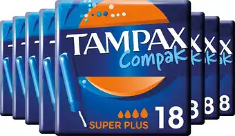 Bol.com Tampax compak super plus - tampons met inbrenghuls - voordeelverpakking 8 x 18 stuks aanbieding
