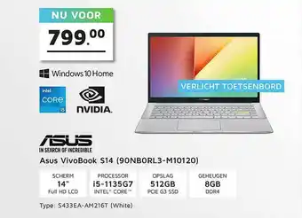 Informatique Asus VivoBook S14 (90NB0RL3-M10120) Laptop aanbieding