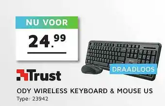 Informatique Trust Ody Wireless Keyboard & Mouse Us aanbieding