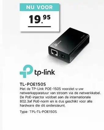 Informatique TP-Link TL-POE150S PoE-injector aanbieding