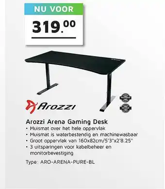 Informatique Arozzi Arena Gaming Desk aanbieding