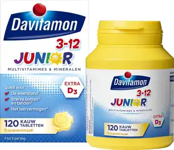 Bol.com Davitamon junior 3+ kauwvitamines - multivitamine kinderen - banaan - 120 stuks aanbieding