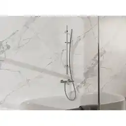 Sanitairwinkel.nl Fortifura calvi badkraan met glijstangset met staafhanddouche, metalen doucheslang geborsteld rvs pvd aanbieding