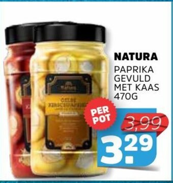 Sahan Supermarkten NATURA PAPRIKA GEVULD MET KAAS 470g aanbieding