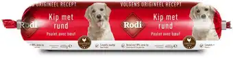 Welkoop Rodi- worst - hondensnack - kip - rund - 400 gram aanbieding