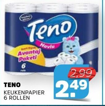 Sahan Supermarkten Teno KEUKENPAPIER 6 ROLLEN aanbieding