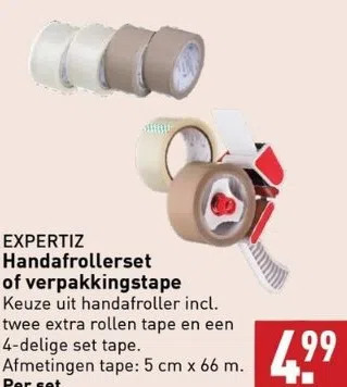 ALDI Handafrollerset of verpakkingstape keuze uit handafroller incl. twee extra rollen tape en een 4-delige set tape. afmetingen t aanbieding