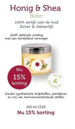 De Rode Pilaren Honig & shea aanbieding