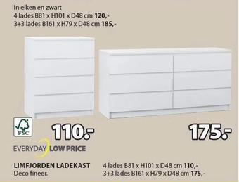 Jysk Everyday low price limfjorden ladekast aanbieding