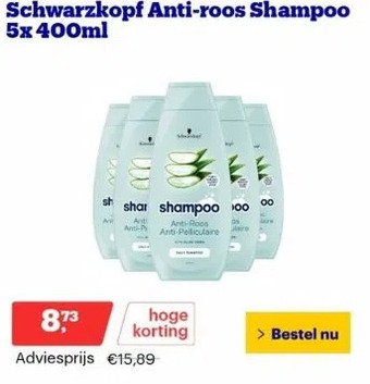 Bol.com Schwarzkopf anti-roos shampoo 5x 400ml aanbieding