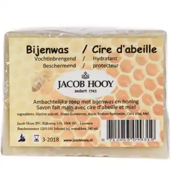 Drogisterij.net Jacob hooy bijenwas zeep niet vloeibaar (240ml) aanbieding